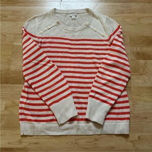 J. Crew Red and Cream Striped Sweater
